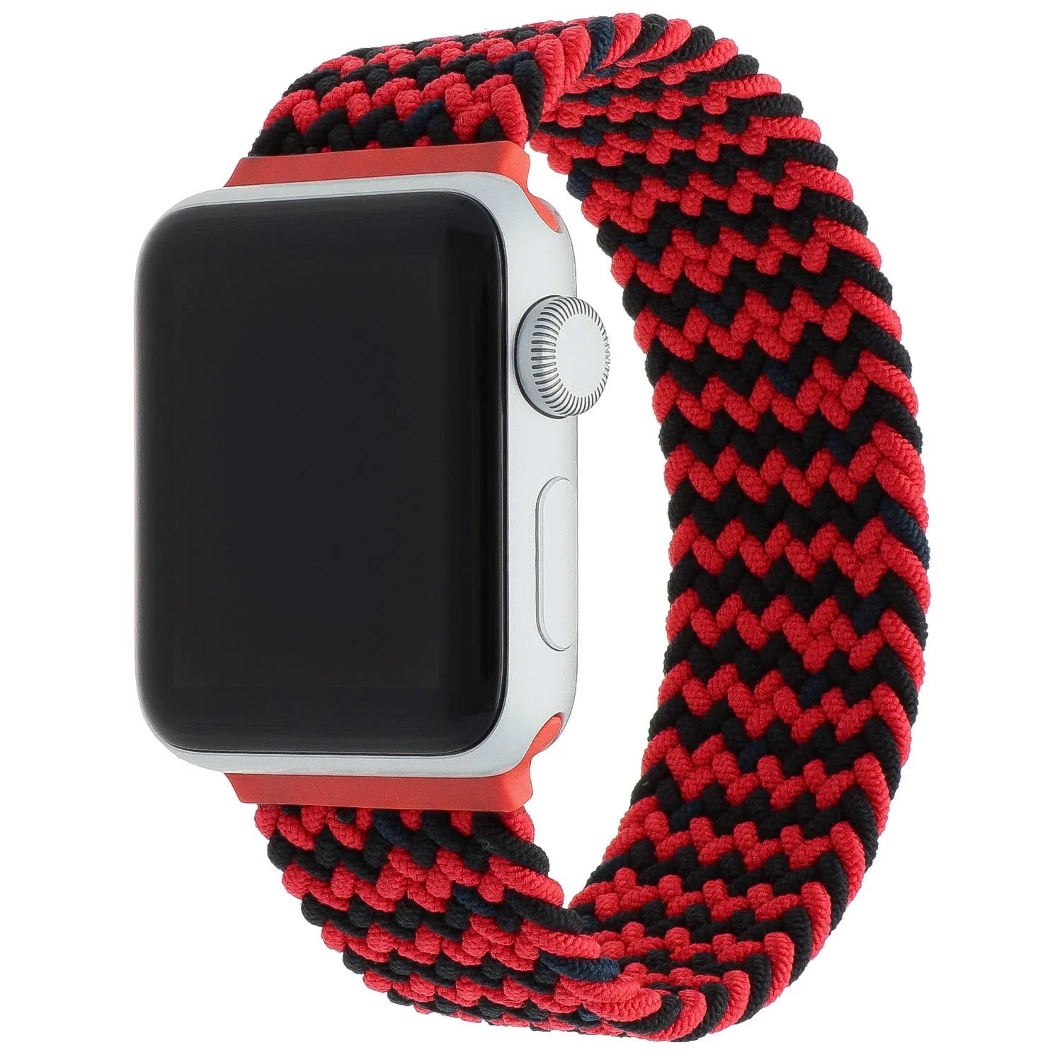 Apple Watch Armband – Nylon – geflochtenes Solo Loop – Rot-Schwarz-Mix