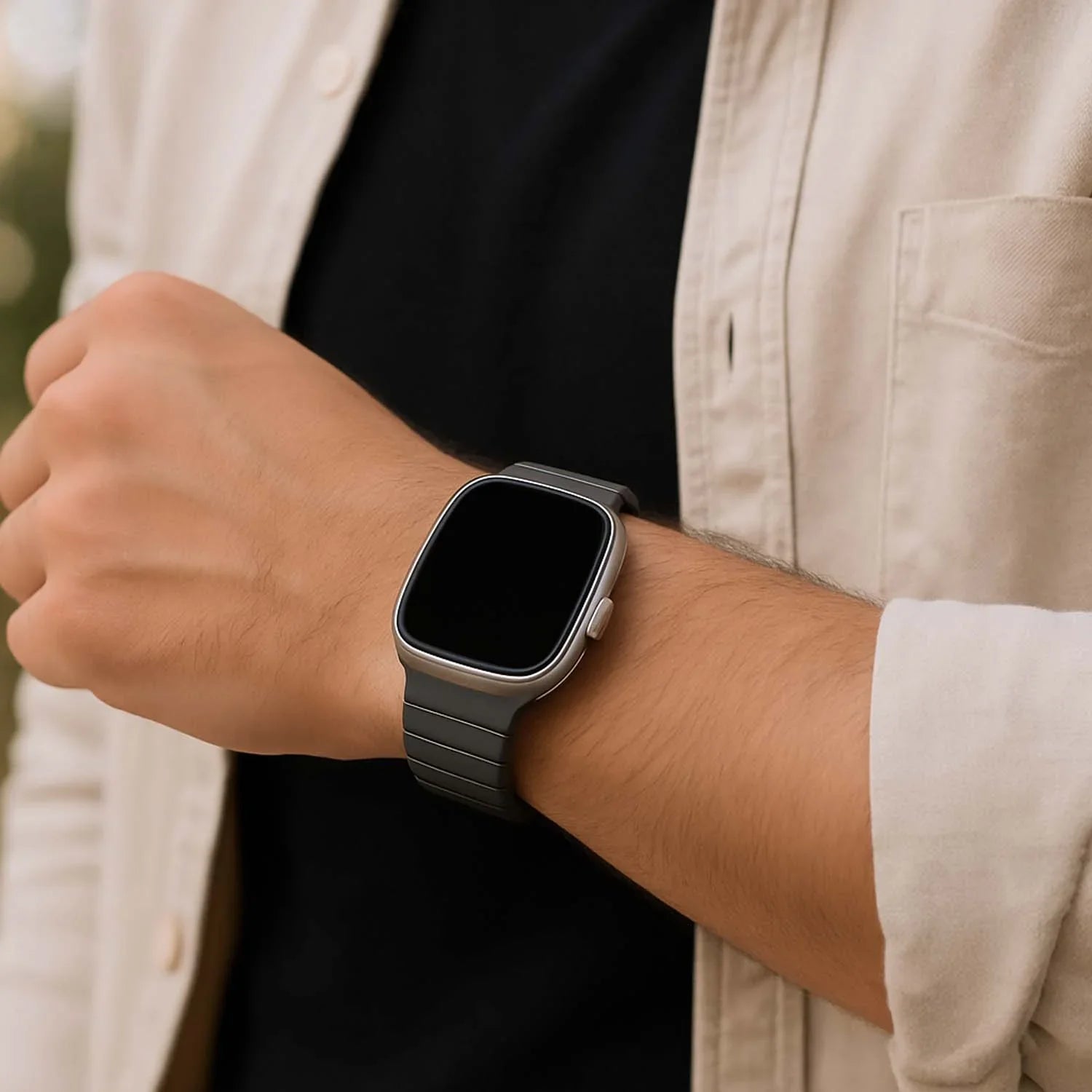 Apple Watch Armband Vetra - Silikon - Grau Schwarz