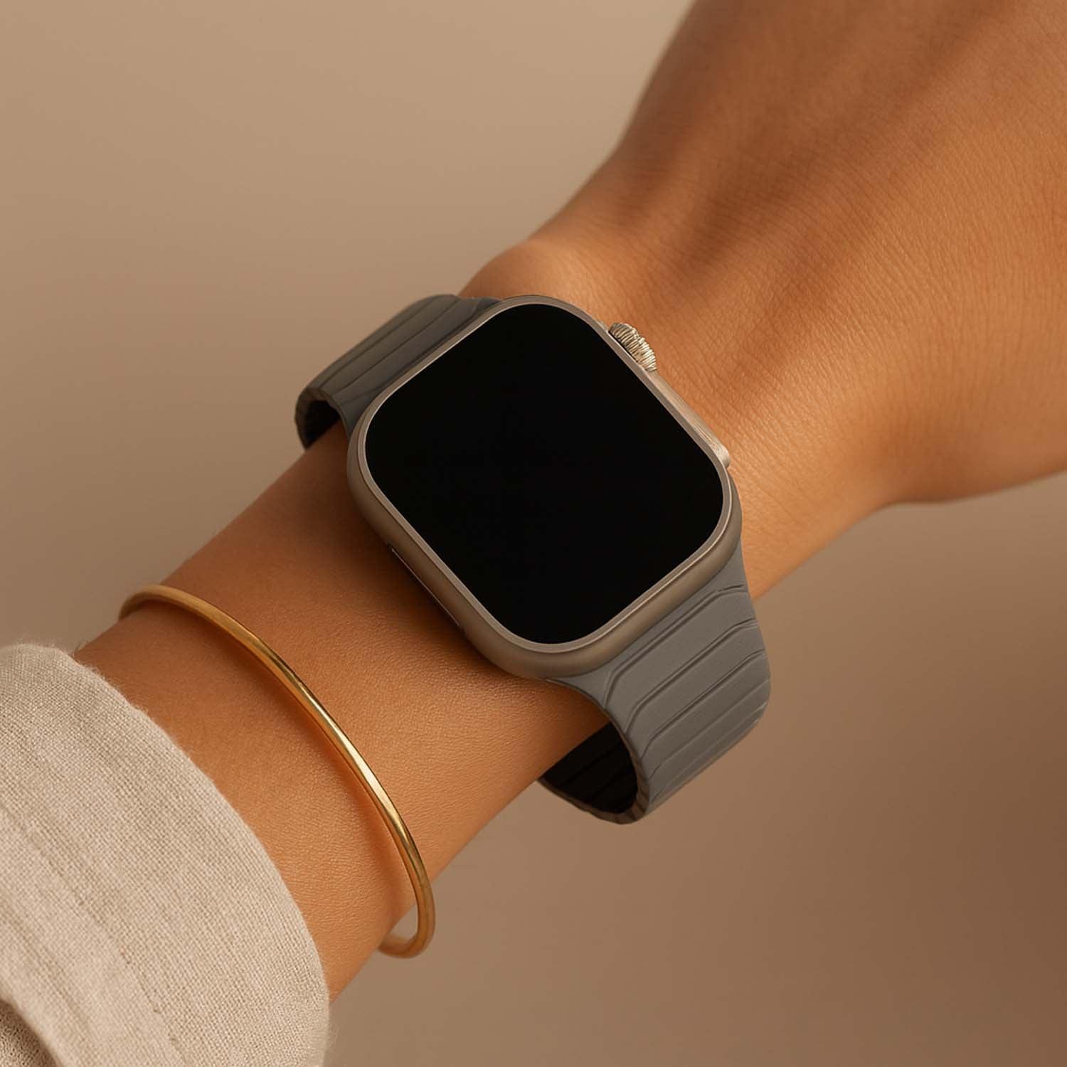 Apple Watch Armband Vetra - Silikon - Grau Schwarz