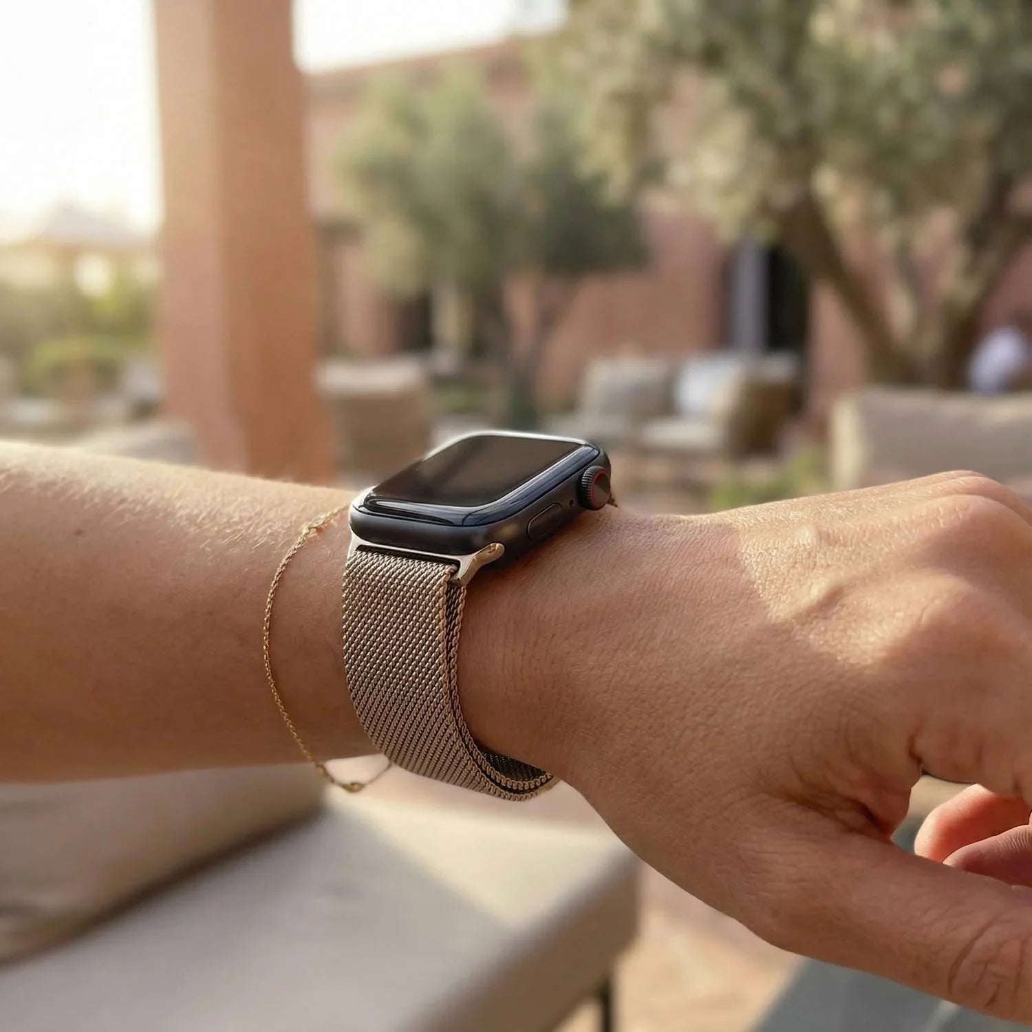 Apple Watch Armband Fiore – Milanese – Champagner