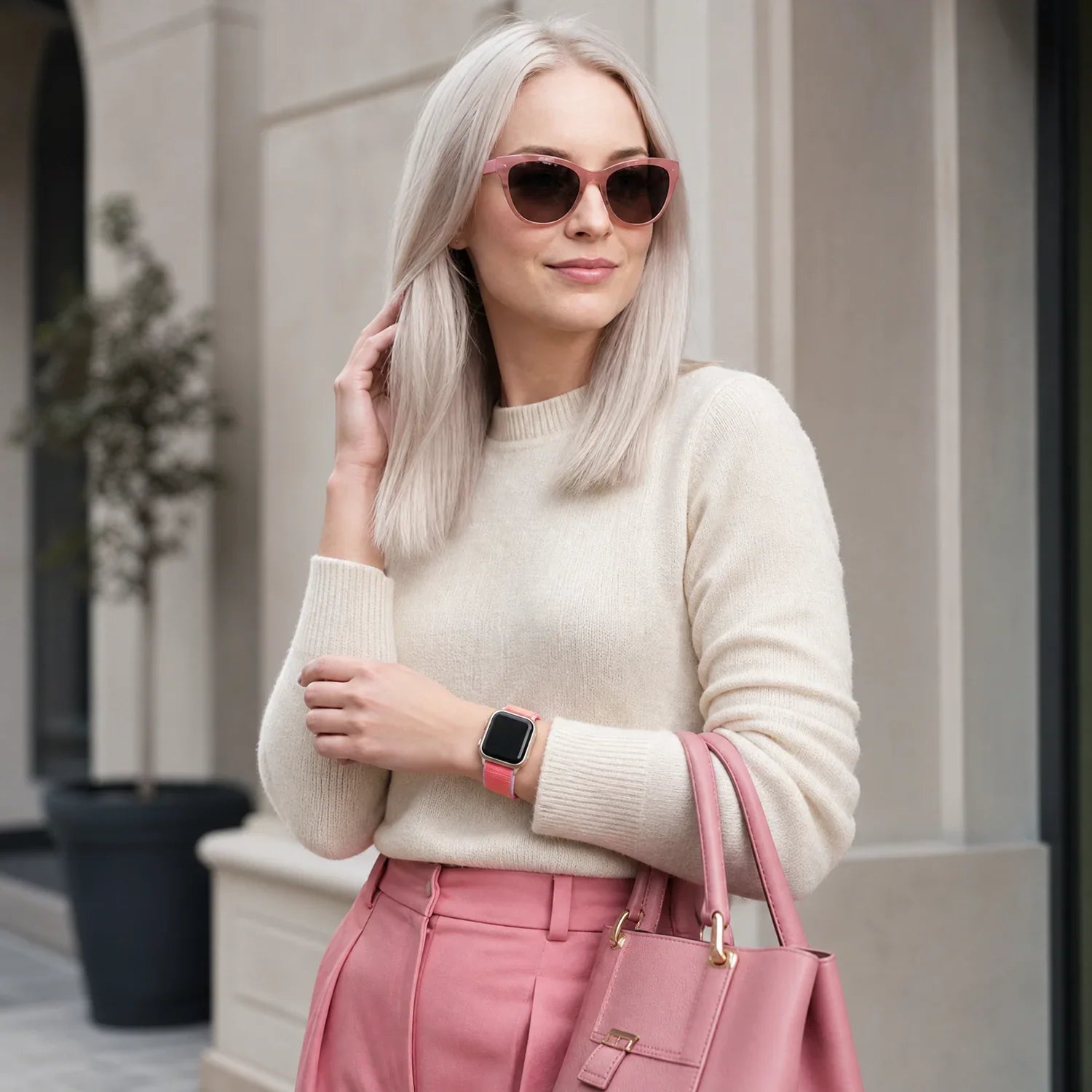 Apple Watch Armband Flyne – gewebt – Nylon – Guavepink