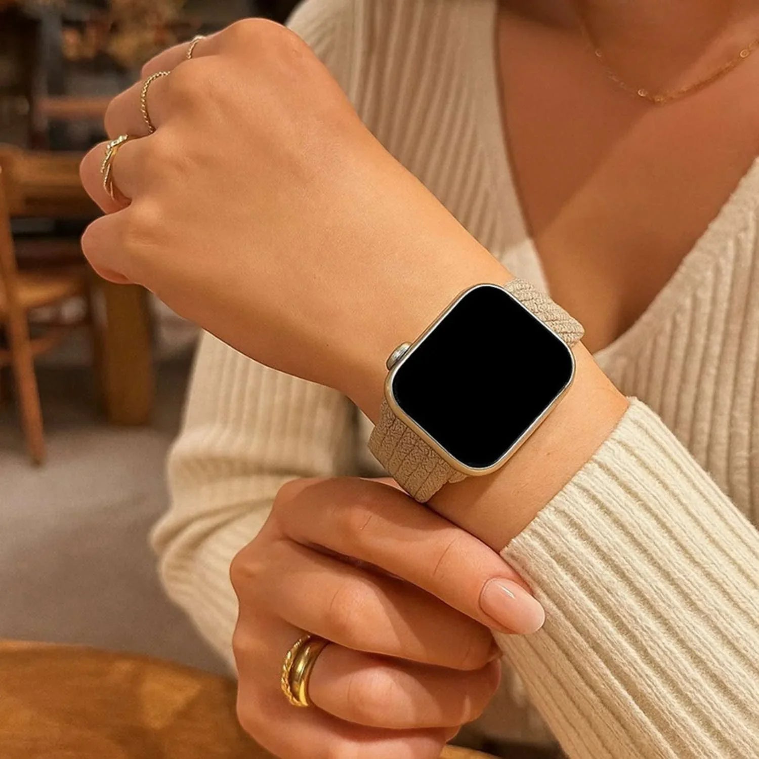 Apple Watch Armband Zyra - Nylon - Beige