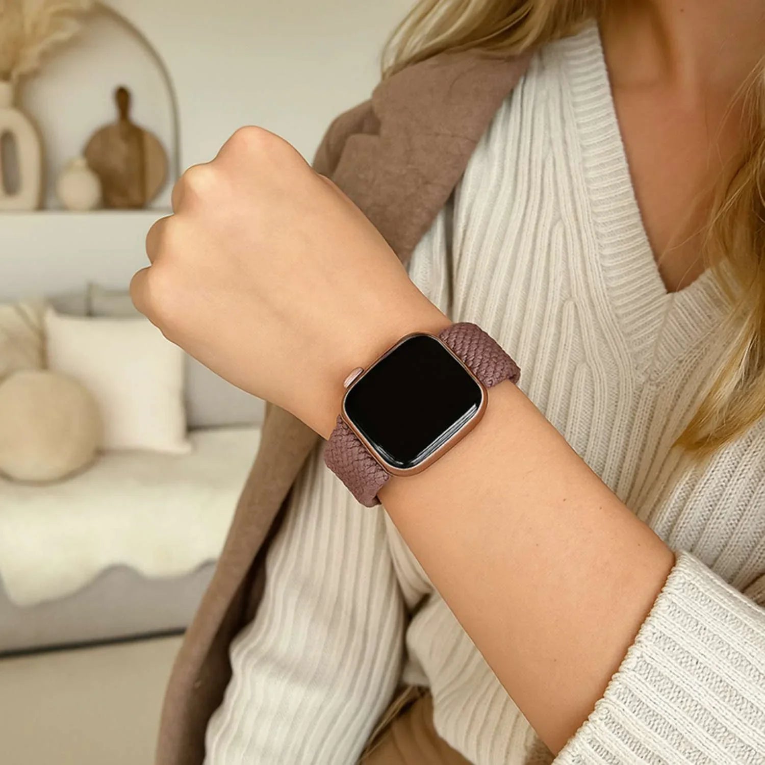 Apple Watch Armband Zyra - Nylon - rauchiges Violett