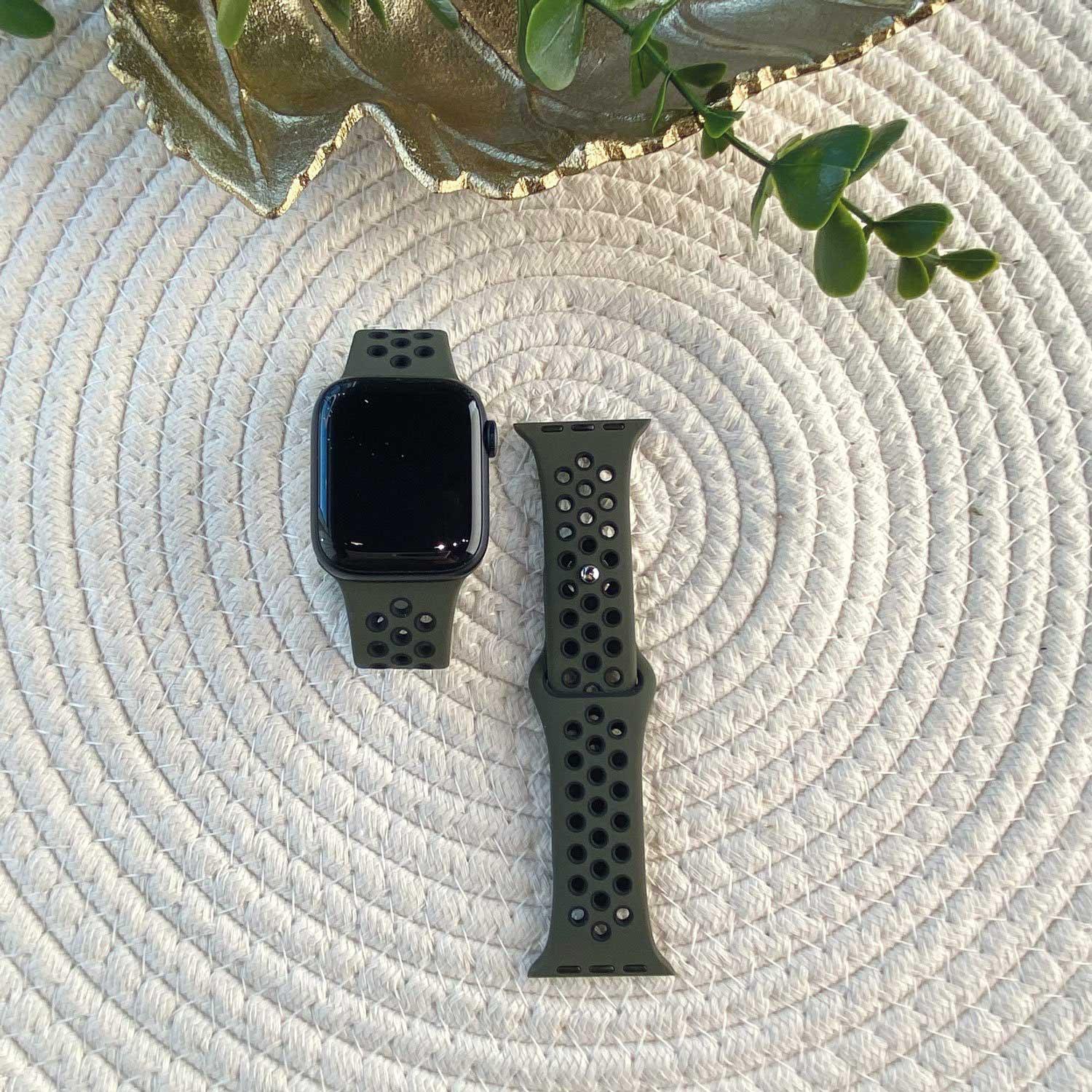 Apple Watch Armband Fusion - doppelt - Silikon - Armeegrün Schwarz