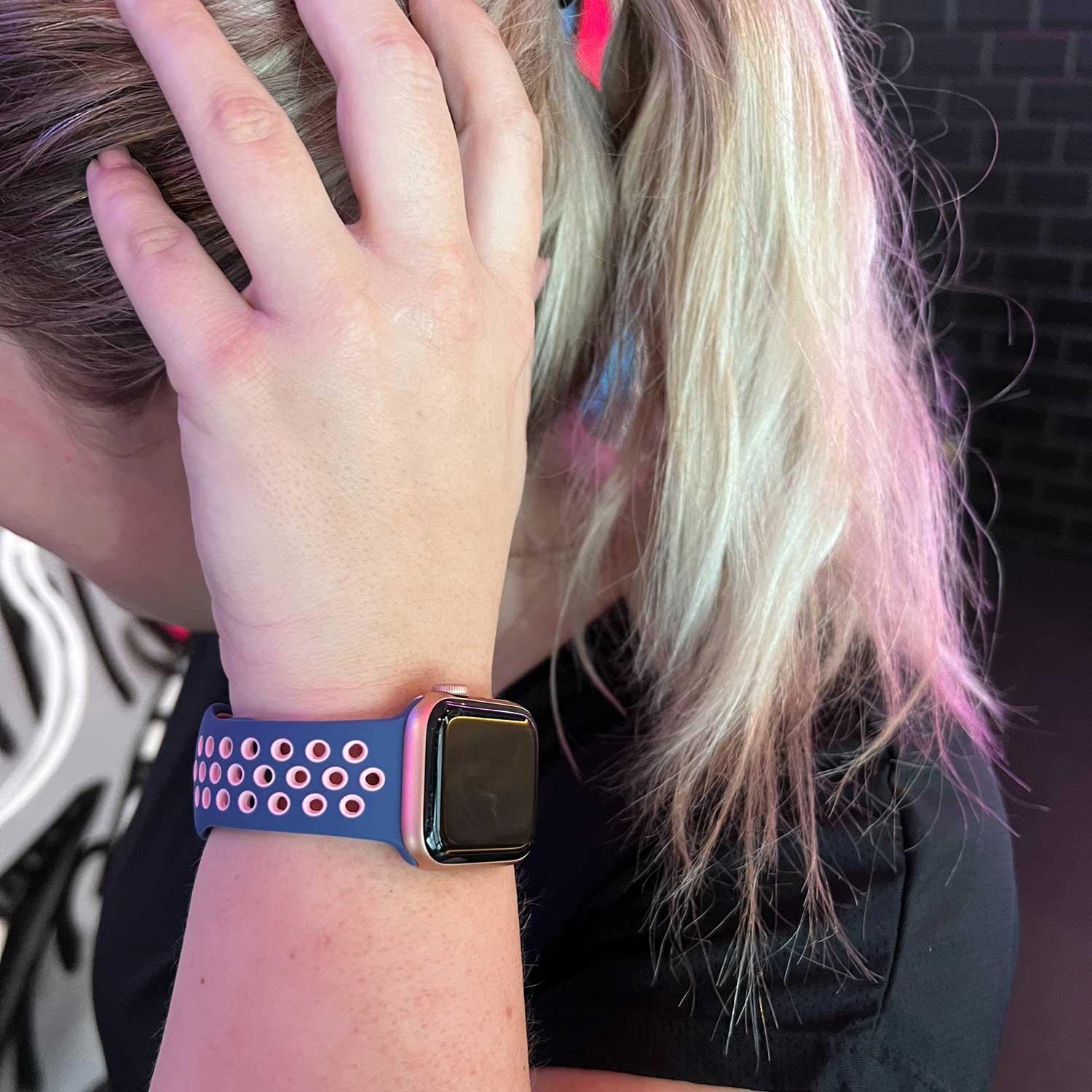 Apple Watch Armband Stryde - doppelt - Silikon - blau pink