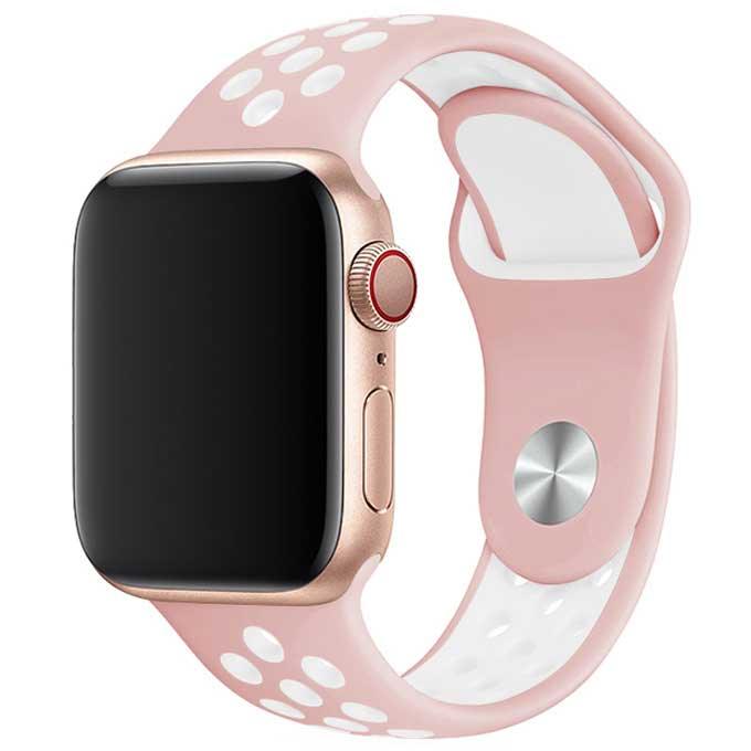 Apple Watch Armband Stryde - doppelt - Silikon - Hellrosa Weiß