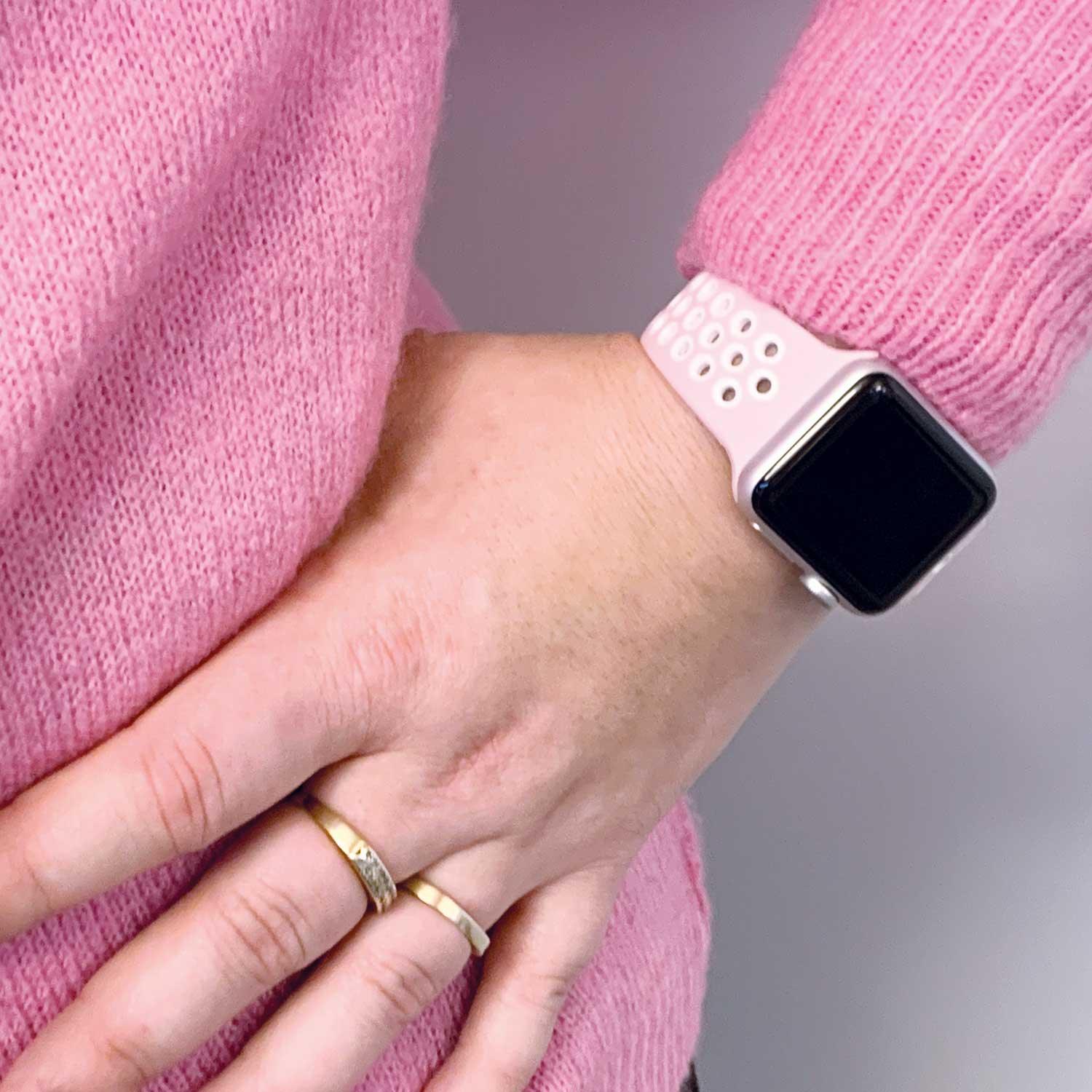 Apple Watch Armband Stryde - doppelt - Silikon - Hellrosa Weiß