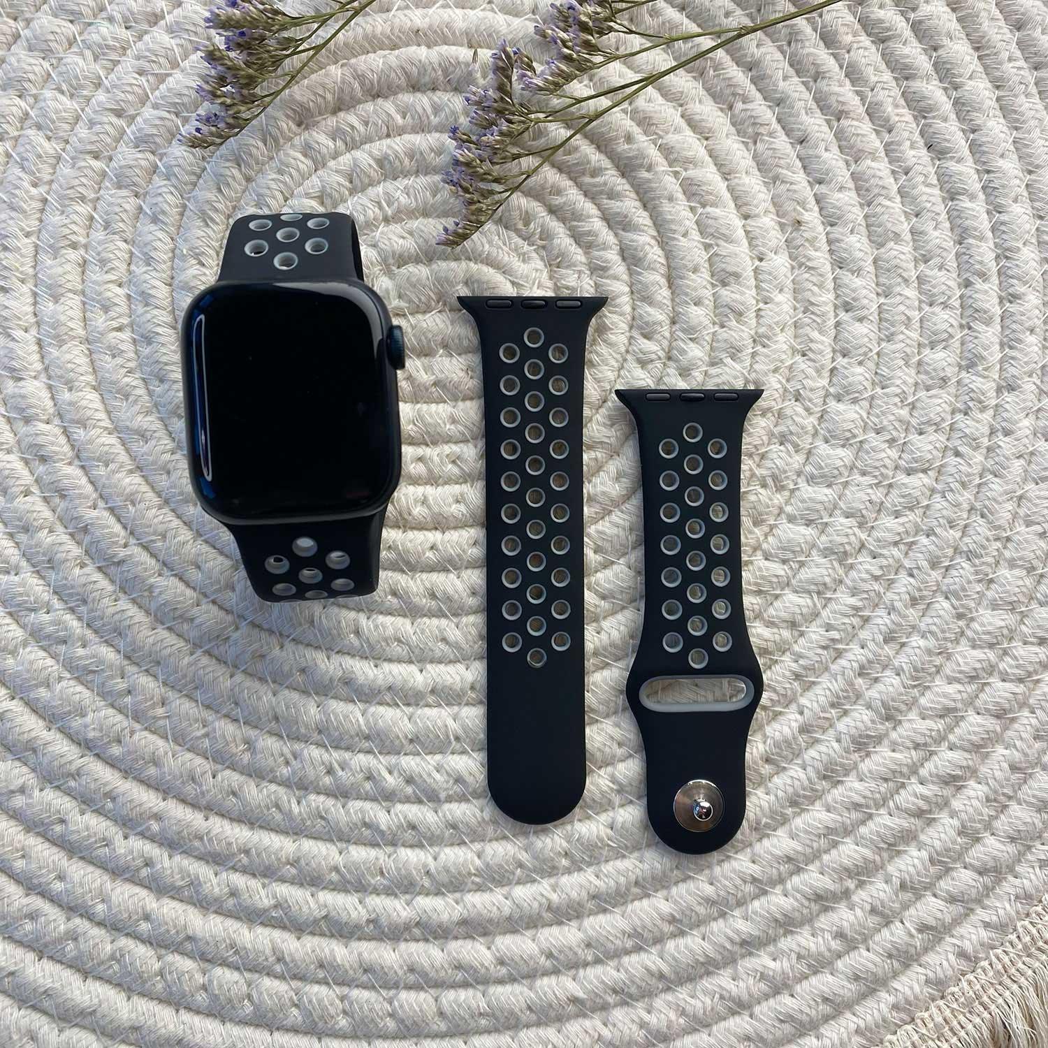 Apple Watch Armband Stryde - doppelt - Silikon - schwarz grau