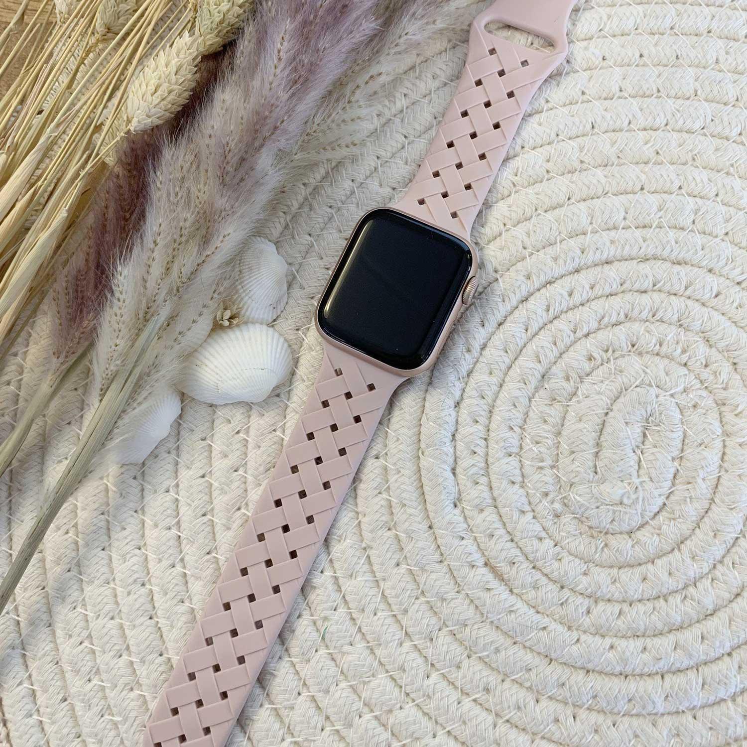 Apple Watch Armband – geflochtenes Silikon – Pink Sand