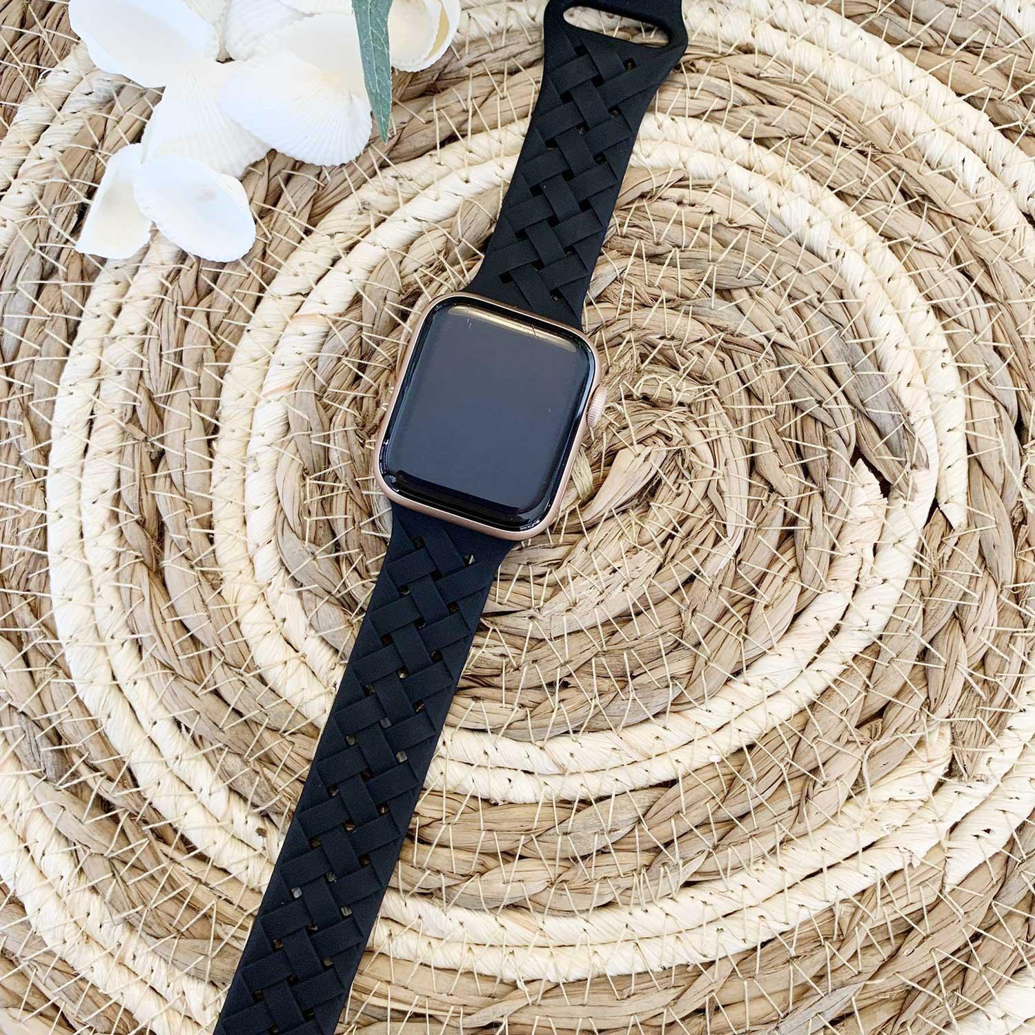 Apple Watch Armband – geflochtenes Silikon – Schwarz