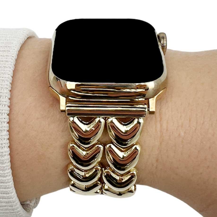 Apple Watch Armband Herz - Stahl - Gliederarmband - Gold