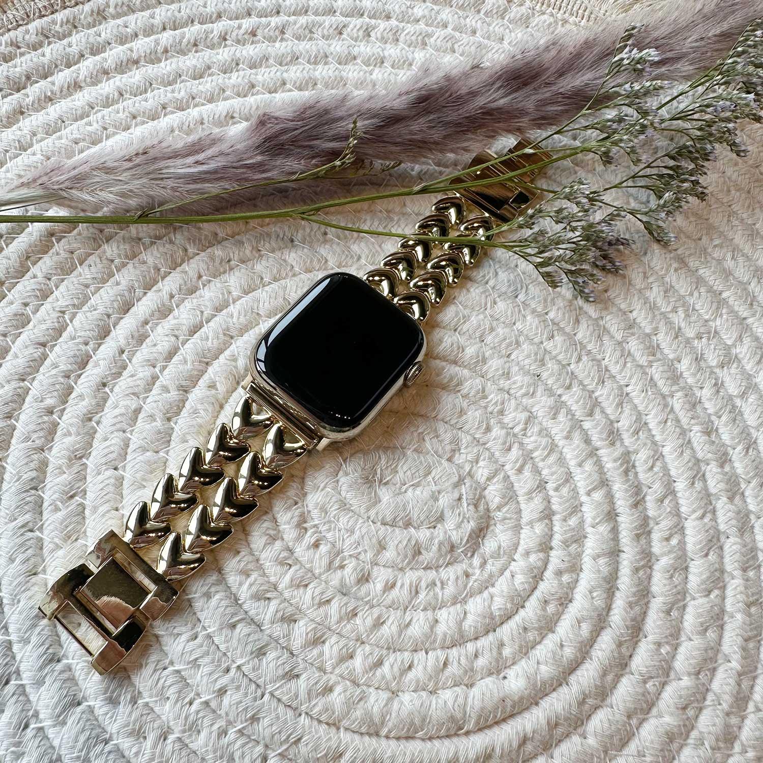 Apple Watch Armband Herz - Stahl - Gliederarmband - Gold