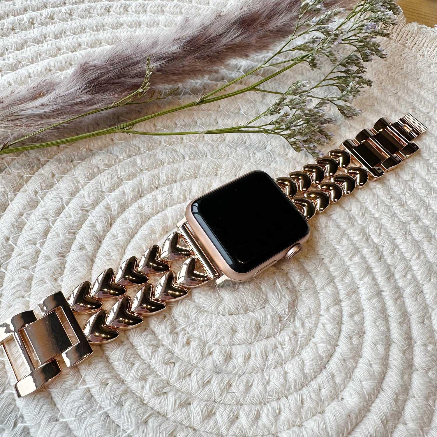 Apple Watch Armband Herz - Stahl - Gliederarmband - Roségold