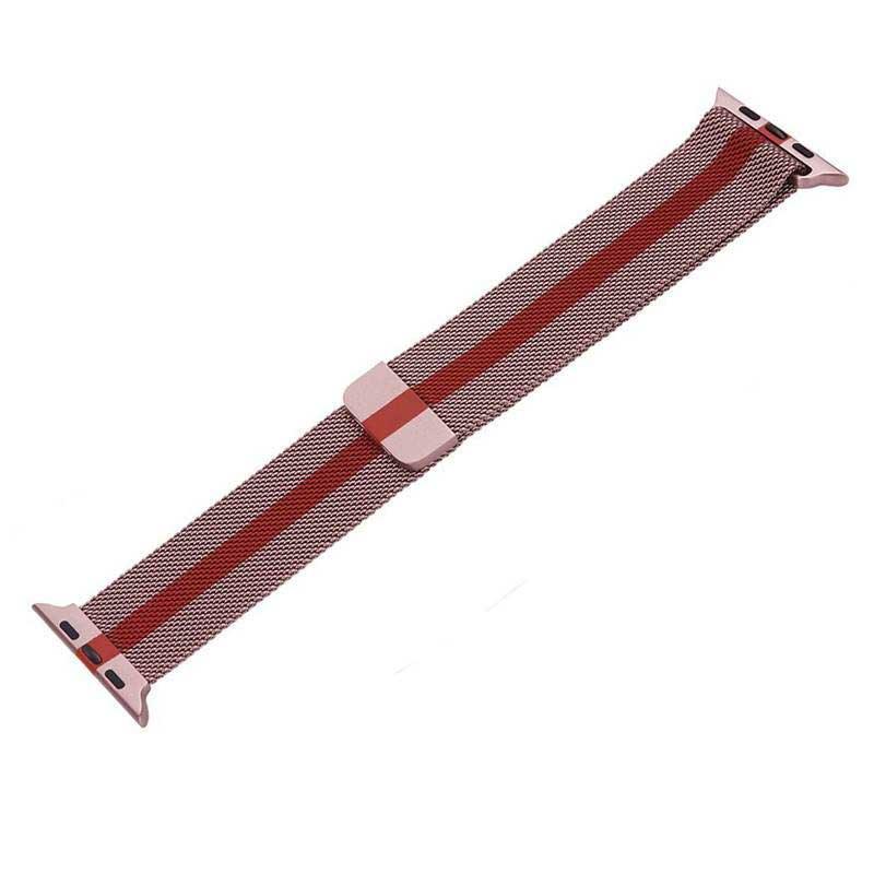 Apple Watch Armband Solaro - Milanese - rosérot gestreift