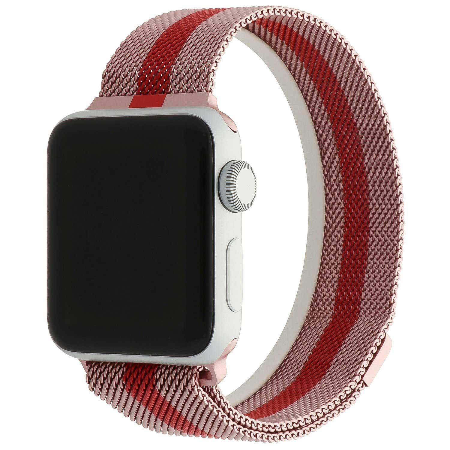 Apple Watch Armband Solaro - Milanese - rosérot gestreift