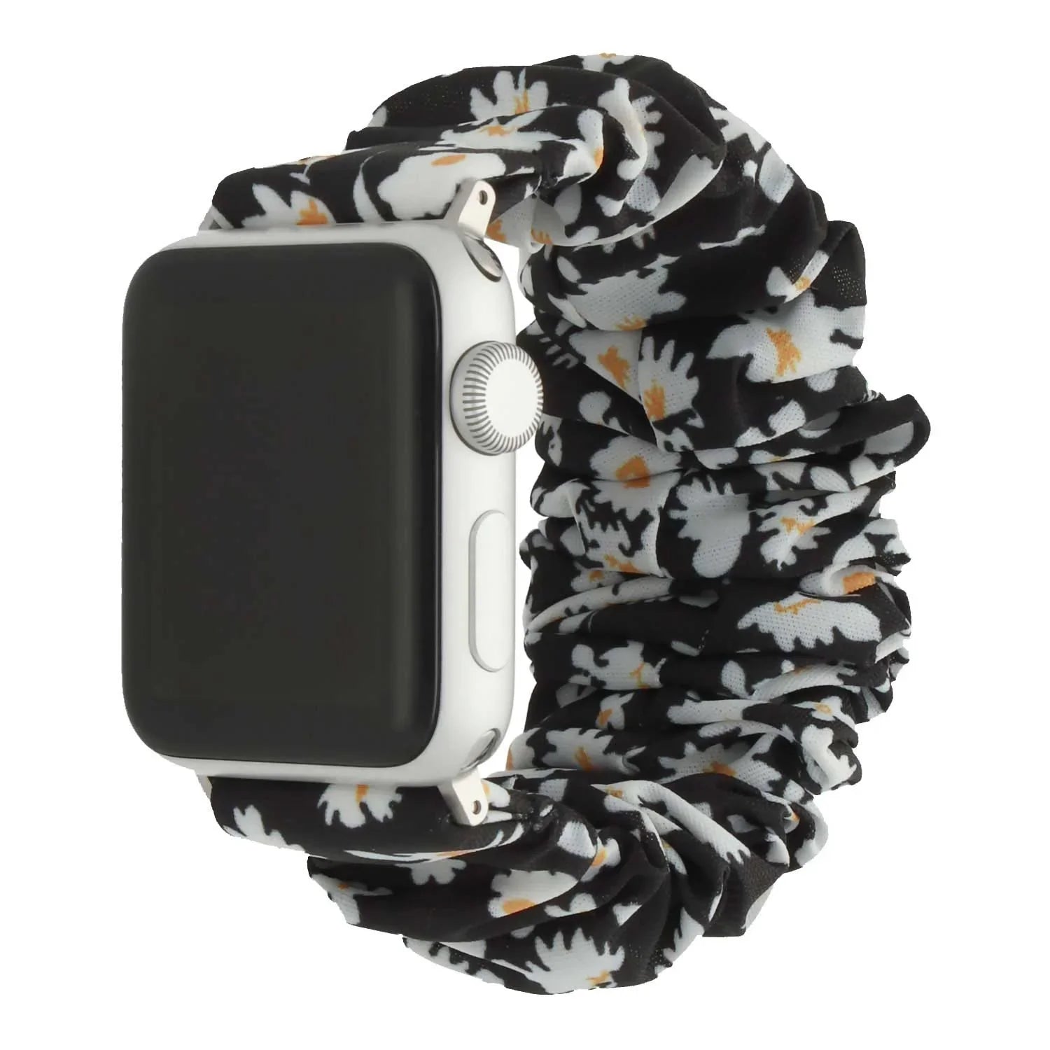 Apple Watch Armband Bloomsy - Scrunchie - Nylon - Blumen Schwarz Weiß