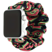 Apple Watch Armband Savara - Scrunchie - Nylon - Dunkelblau mit Pink und Grün