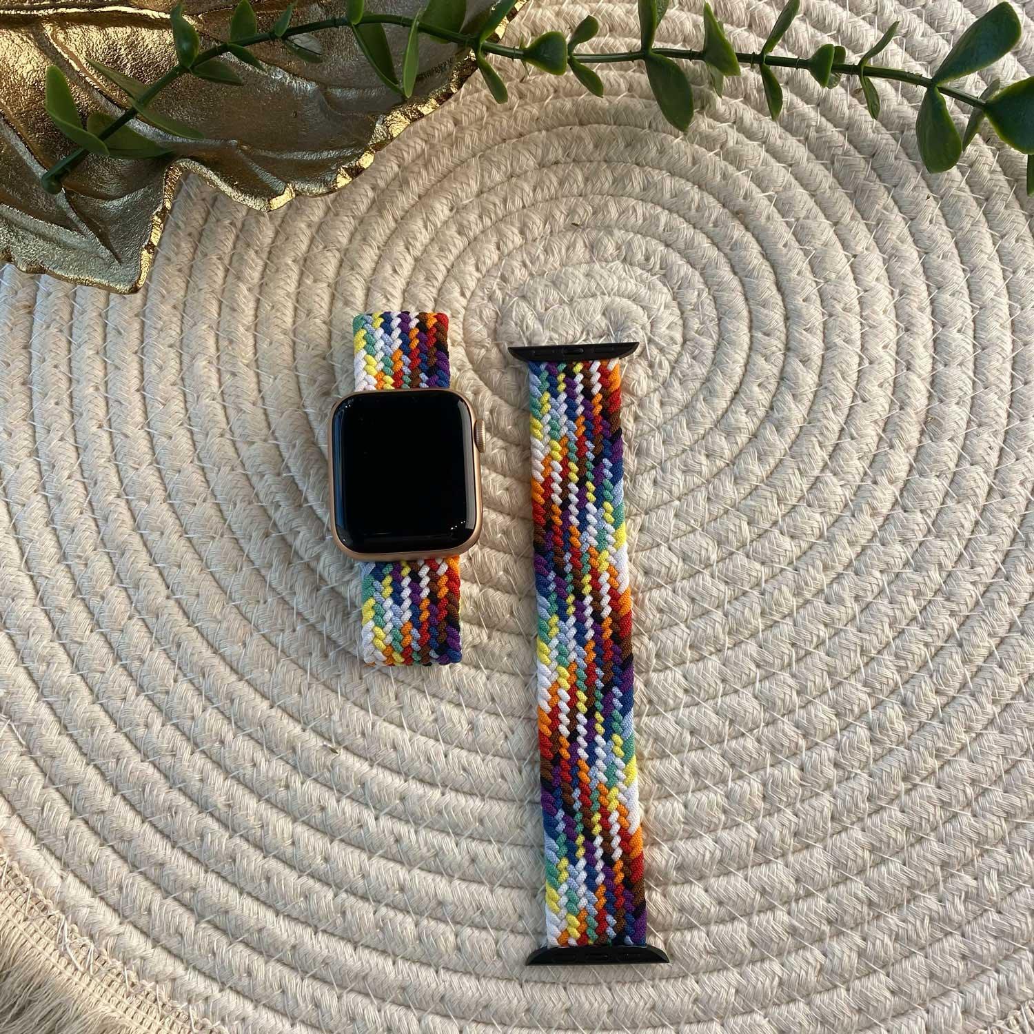 Apple Watch Armband – Nylon – Geflochtenes Solo Loop – Bunt Hell