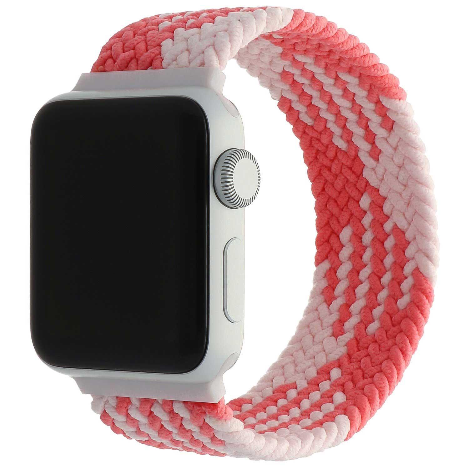 Apple Watch Armband – Nylon – Geflochten Solo Loop – Rosa Weiß
