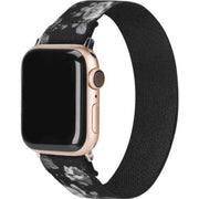Apple Watch Armband - Nylon - gewebt - Blumen schwarz