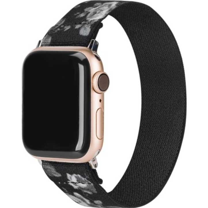 Apple Watch Armband - Nylon - gewebt - Blumen schwarz