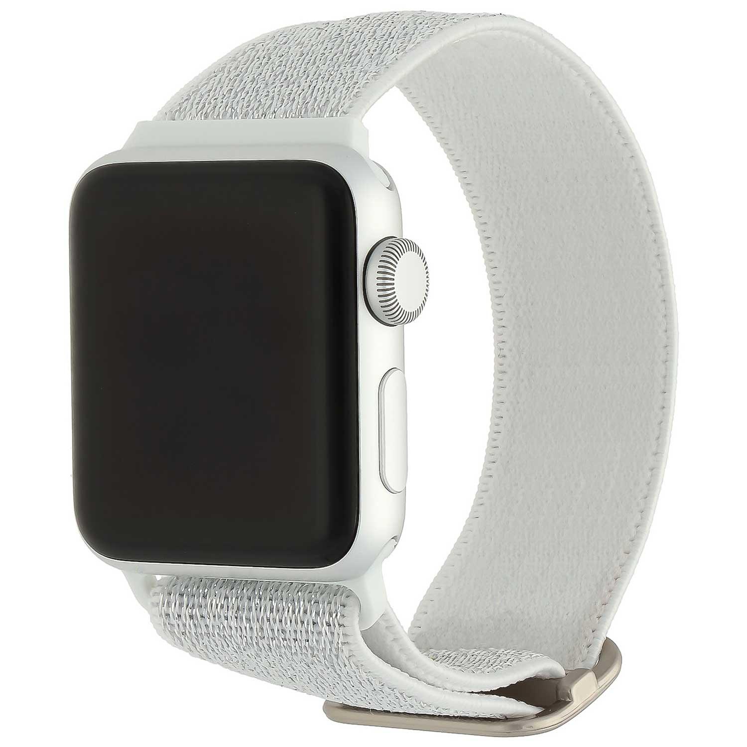 Apple Watch Armband - Nylon - gewebte Schnalle - Glitzer Weiß