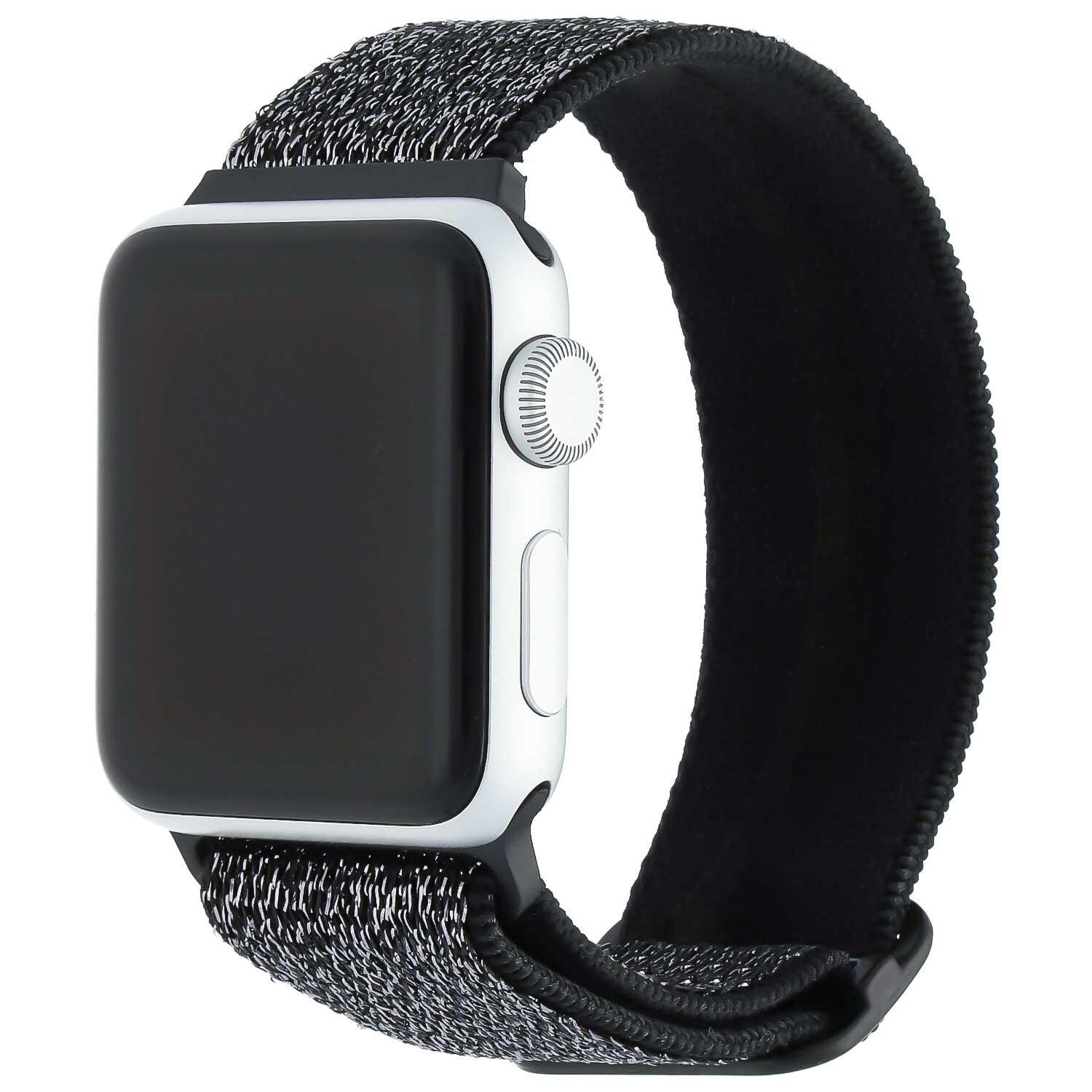 Apple Watch Armband – Nylon – Gewebte Schnalle – Glitzer Schwarz