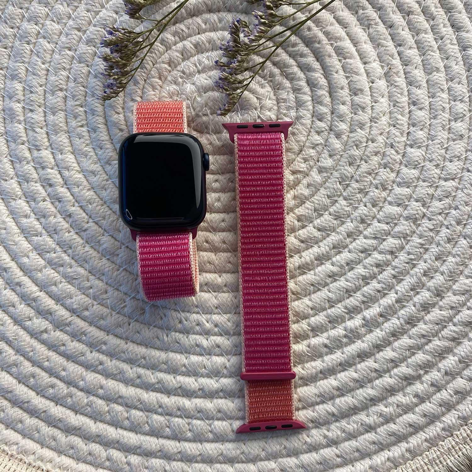 Apple Watch Armband Nexora – gewebt – Nylon – Granatapfel