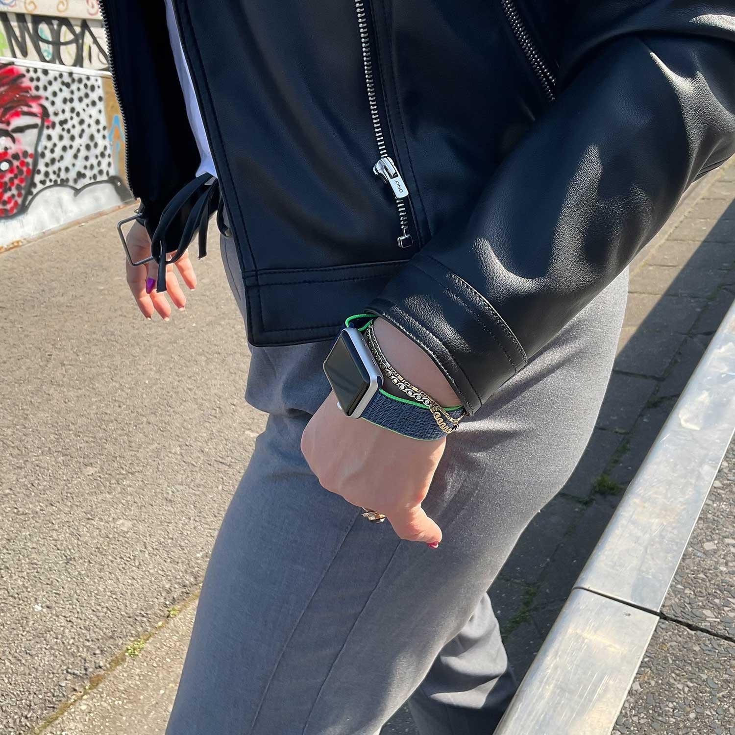 Apple Watch Armband – geflochten – Nylon – Neon-Limette