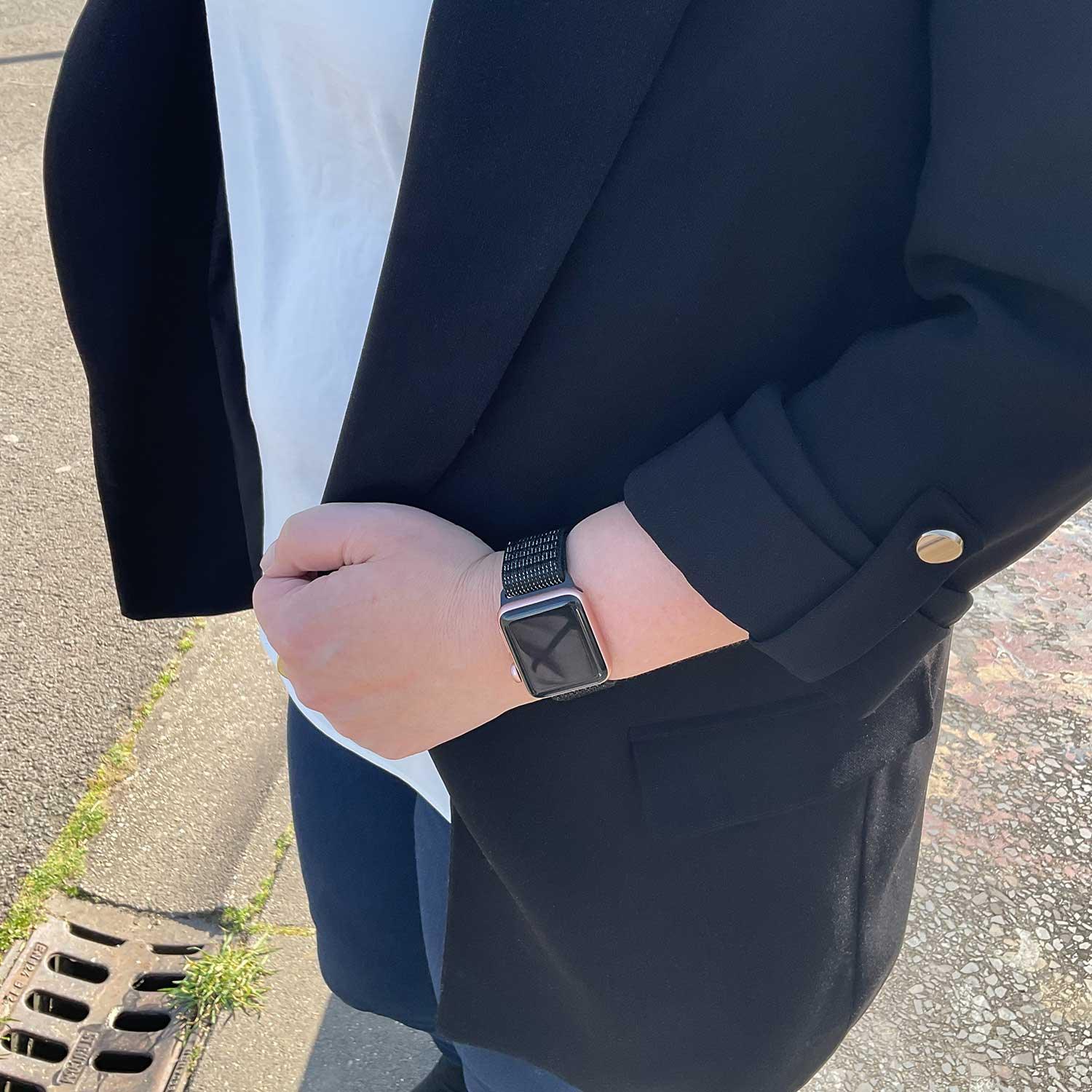 Apple Watch Armband Osvo - gewebt - Nylon - Reflektor Schwarz