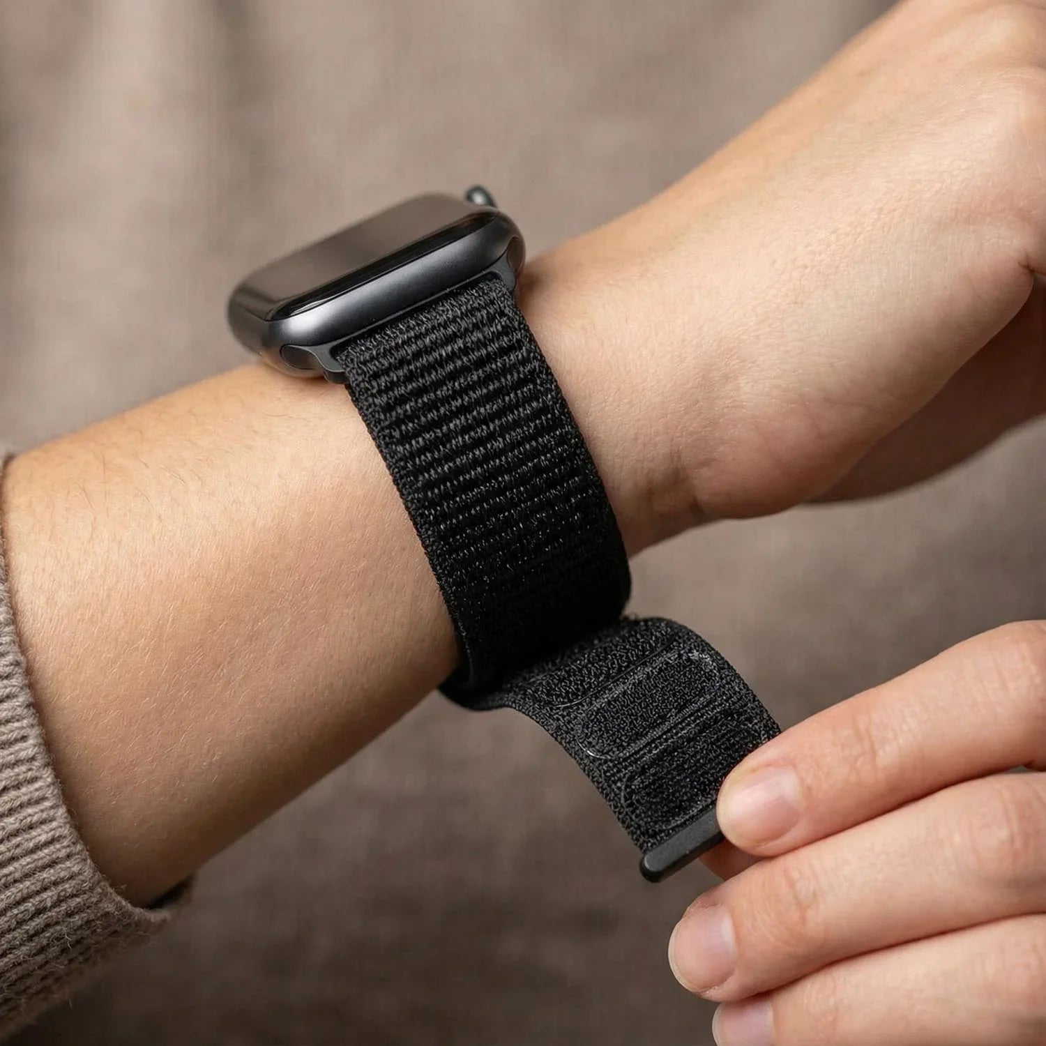 Apple Watch Armband Flyne – gewebt – Nylon – Schwarz