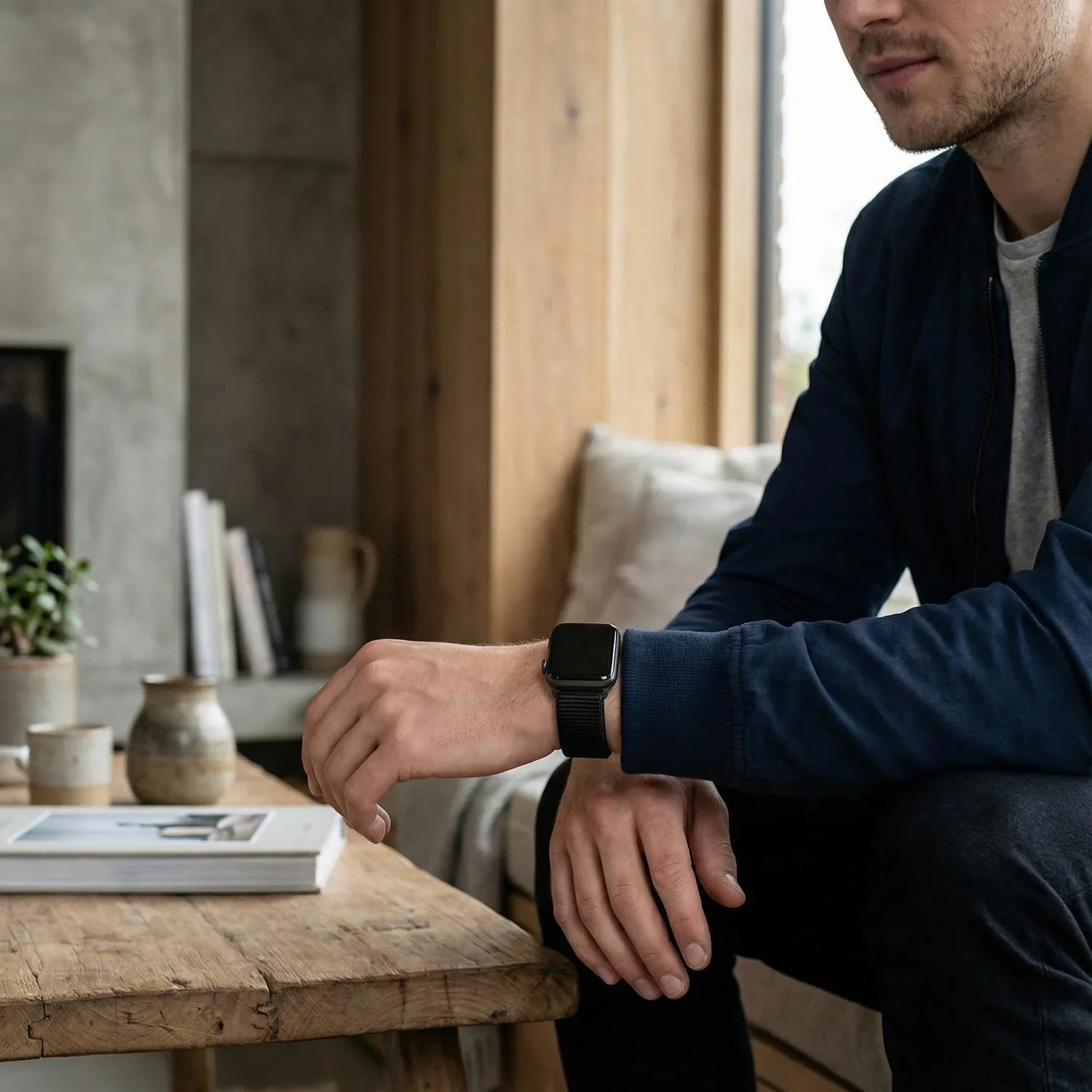 Apple Watch Armband Flyne – gewebt – Nylon – Schwarz