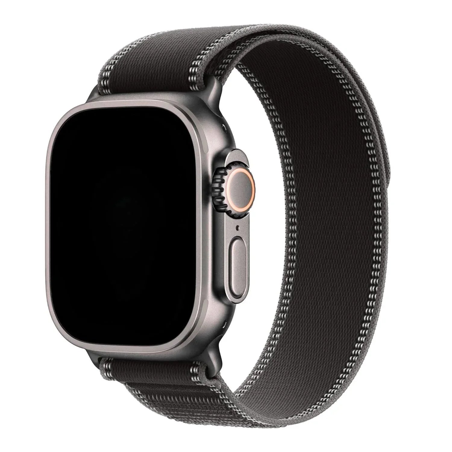 Apple Watch Armband Trail - Nylon - Schwarz Holzkohle - Silber