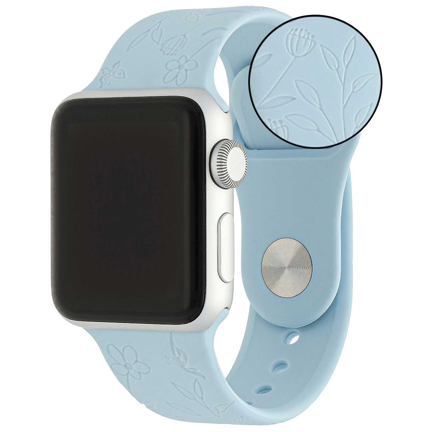 Apple Watch bedrucktes Armband - Silikon - Blumen blau