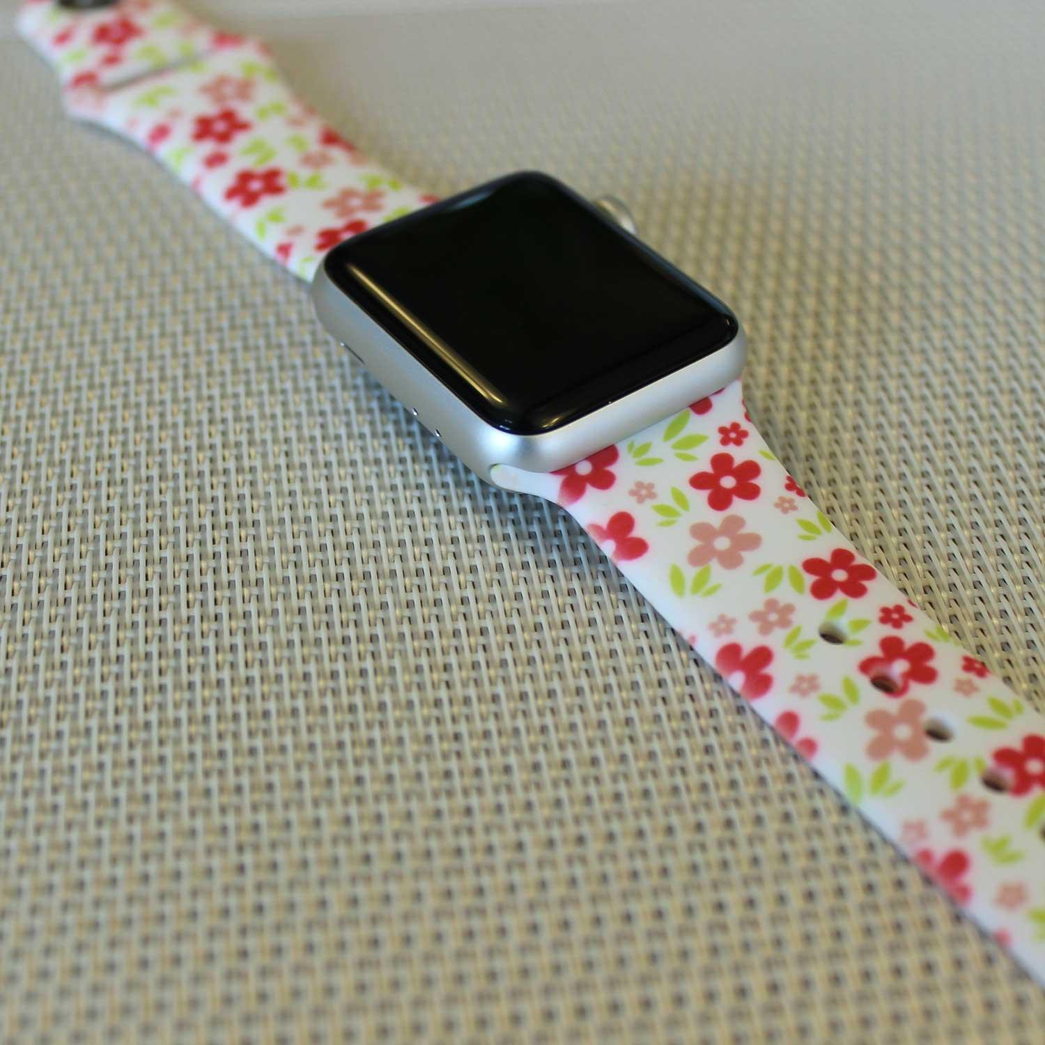 Apple Watch Printarmband – Silikon – Blumen rot