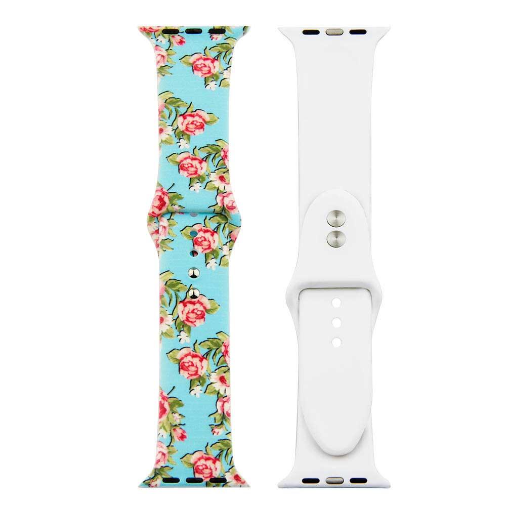 Apple Watch Print Armband – Silikon – Pfingstrose Hellblau