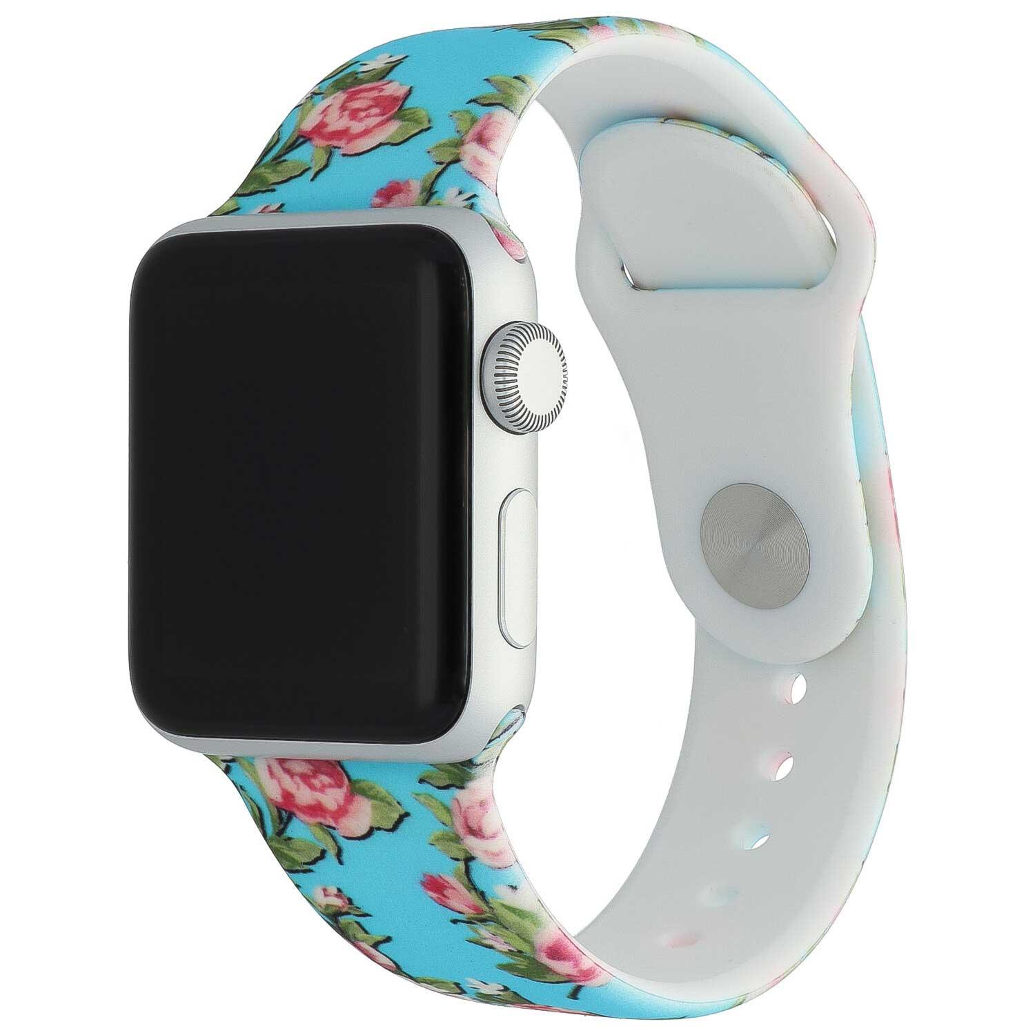 Apple Watch Print Armband – Silikon – Pfingstrose Hellblau