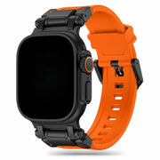 Apple Watch Robustes Armband – Silikon – Orange – Schwarz