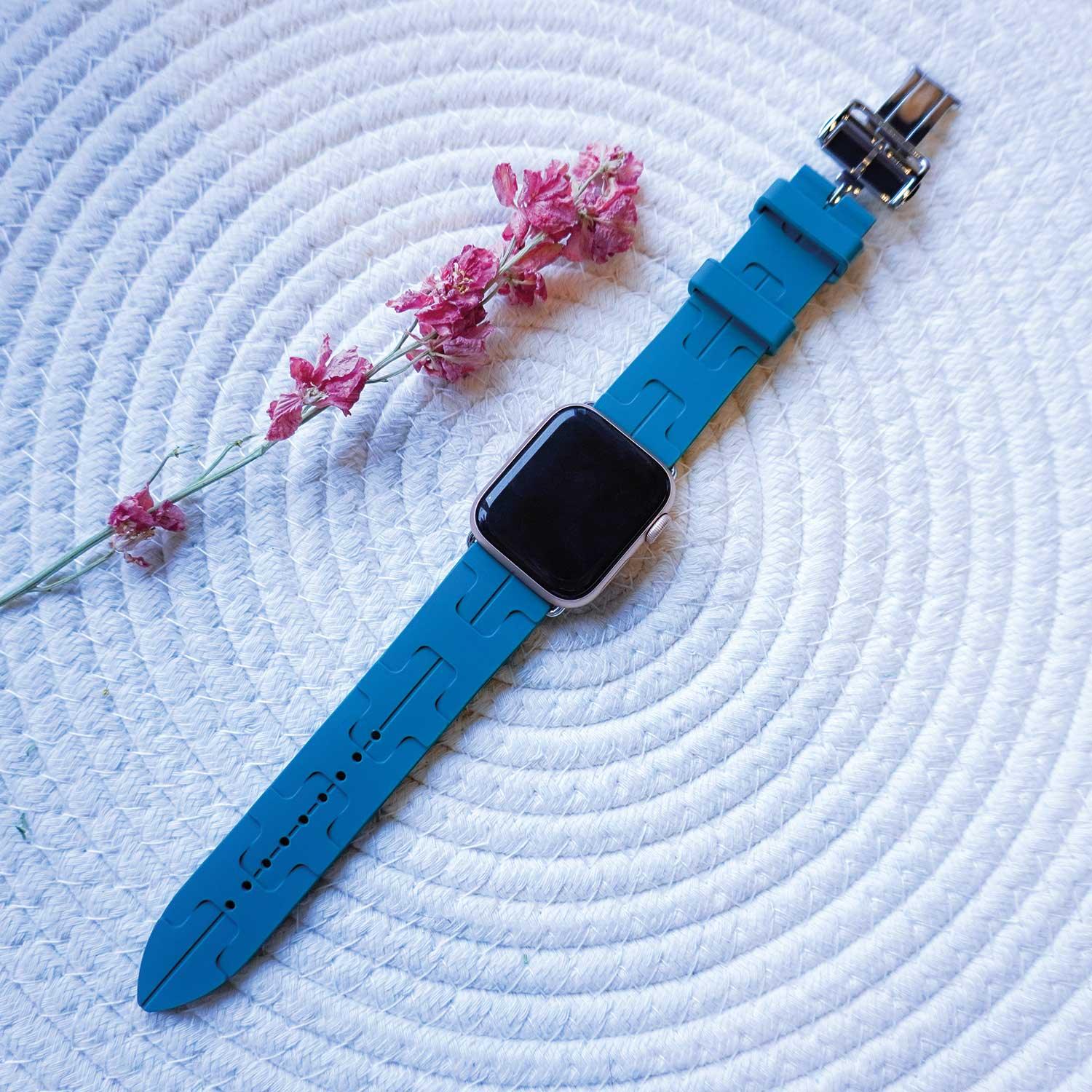 Apple Watch Armband Kilim - Silikon - Tannengrün
