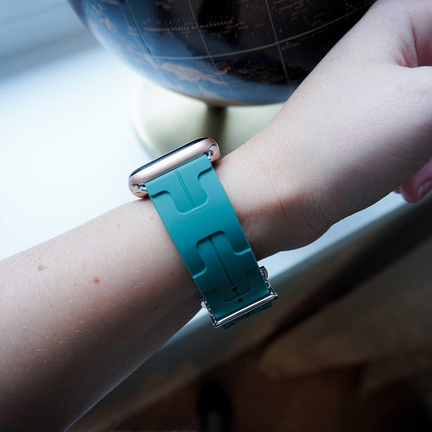 Apple Watch Armband Kilim - Silikon - Tannengrün