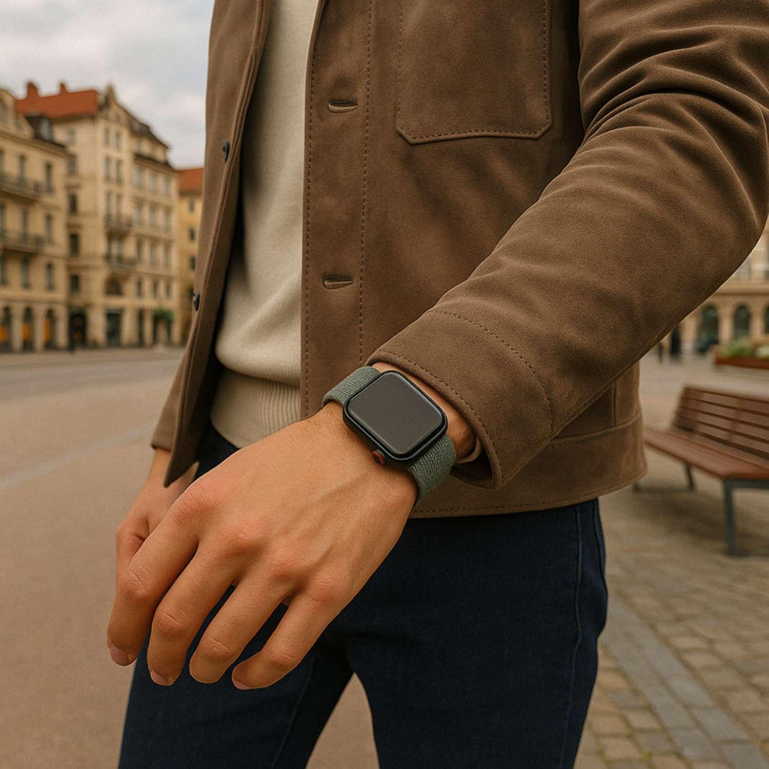 Apple Watch Armband Flyne - geflochten - Nylon - Salbeigrün