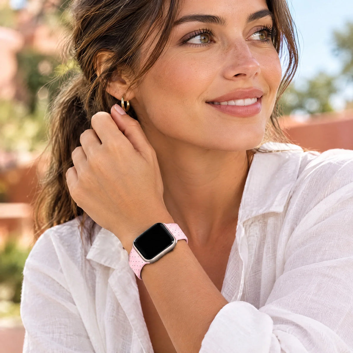 Apple Watch Armband Dots - Silikon - Rosa