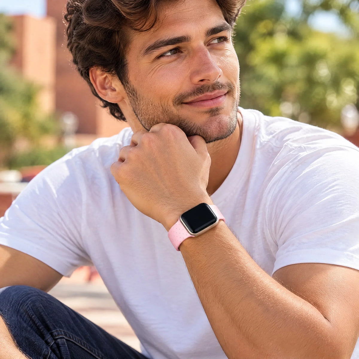 Apple Watch Armband Dots - Silikon - Rosa