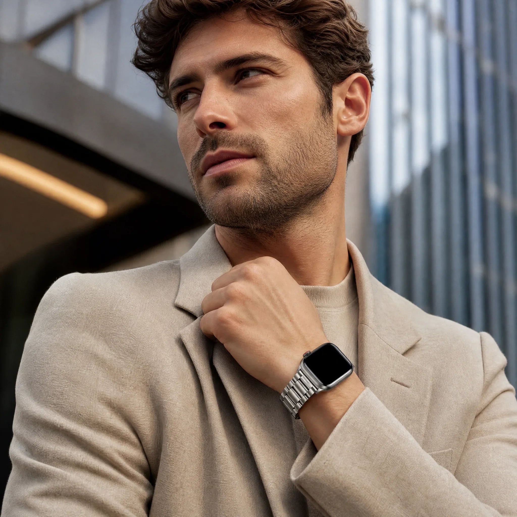 Apple Watch Armband Rivaro - Stahl - Sternenlicht