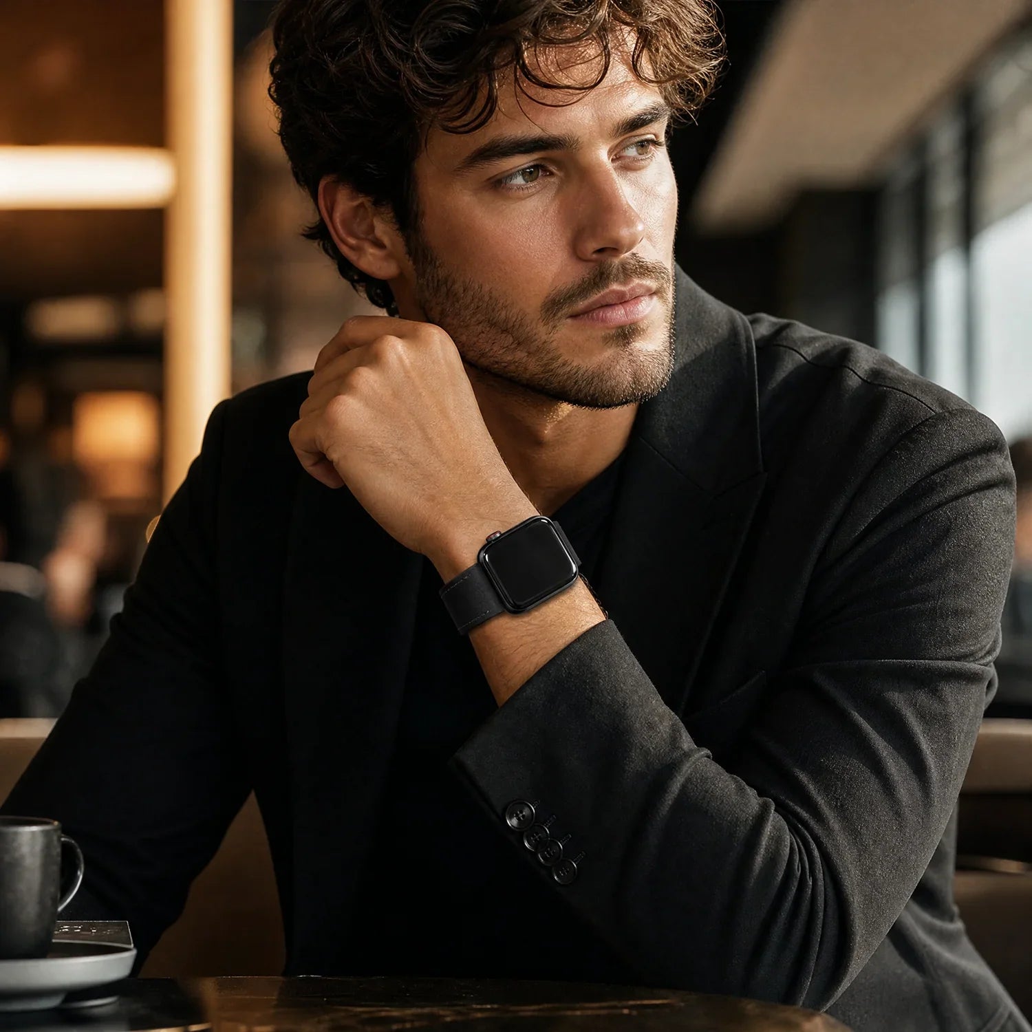 Apple Watch Armband Lennox – Leder – Schwarz