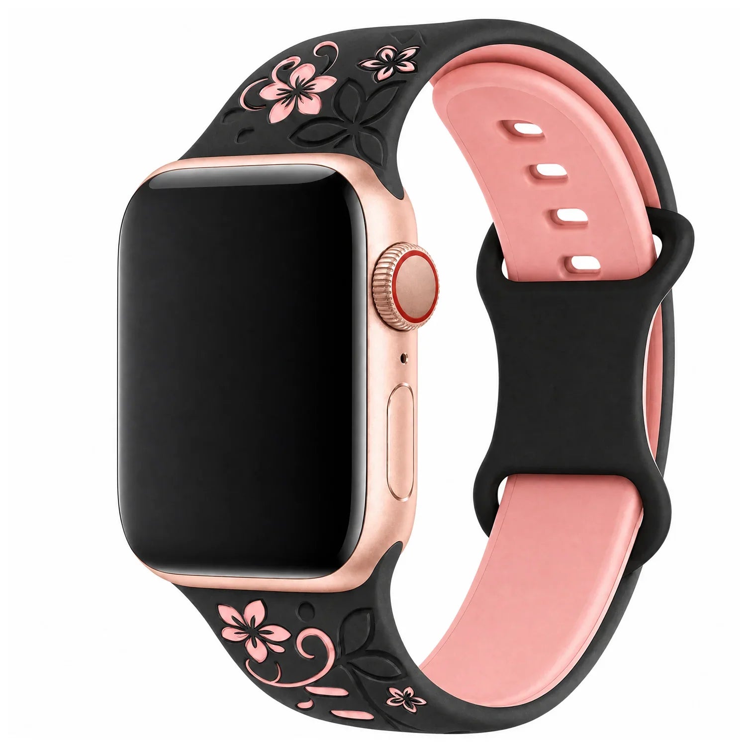 Apple Watch Livia Blumenprint Armband – Silikon – Schwarz
