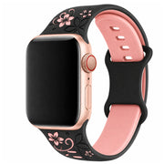 Apple Watch Livia Blumenprint Armband – Silikon – Schwarz