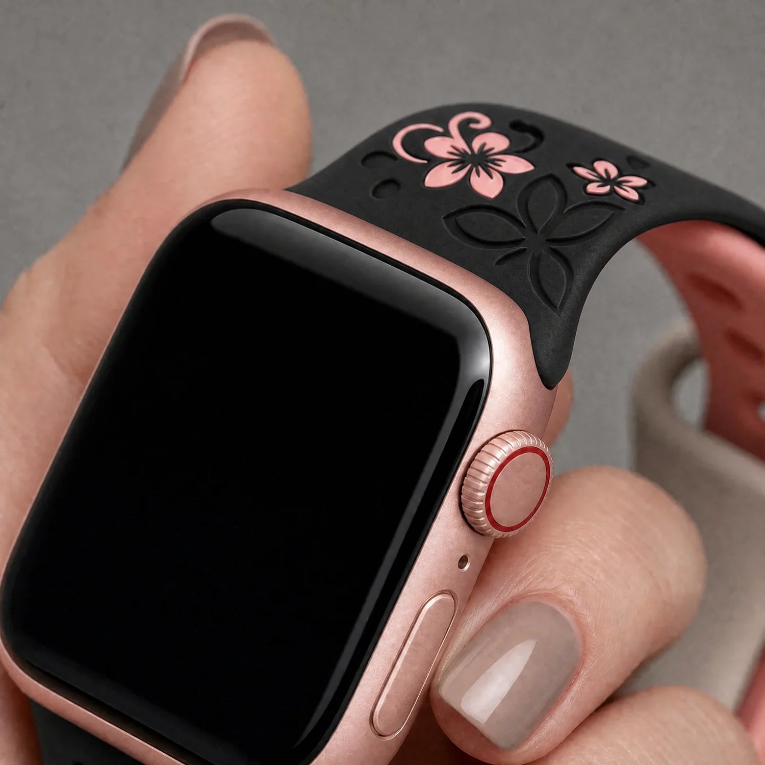 Apple Watch Livia Blumenprint Armband – Silikon – Schwarz