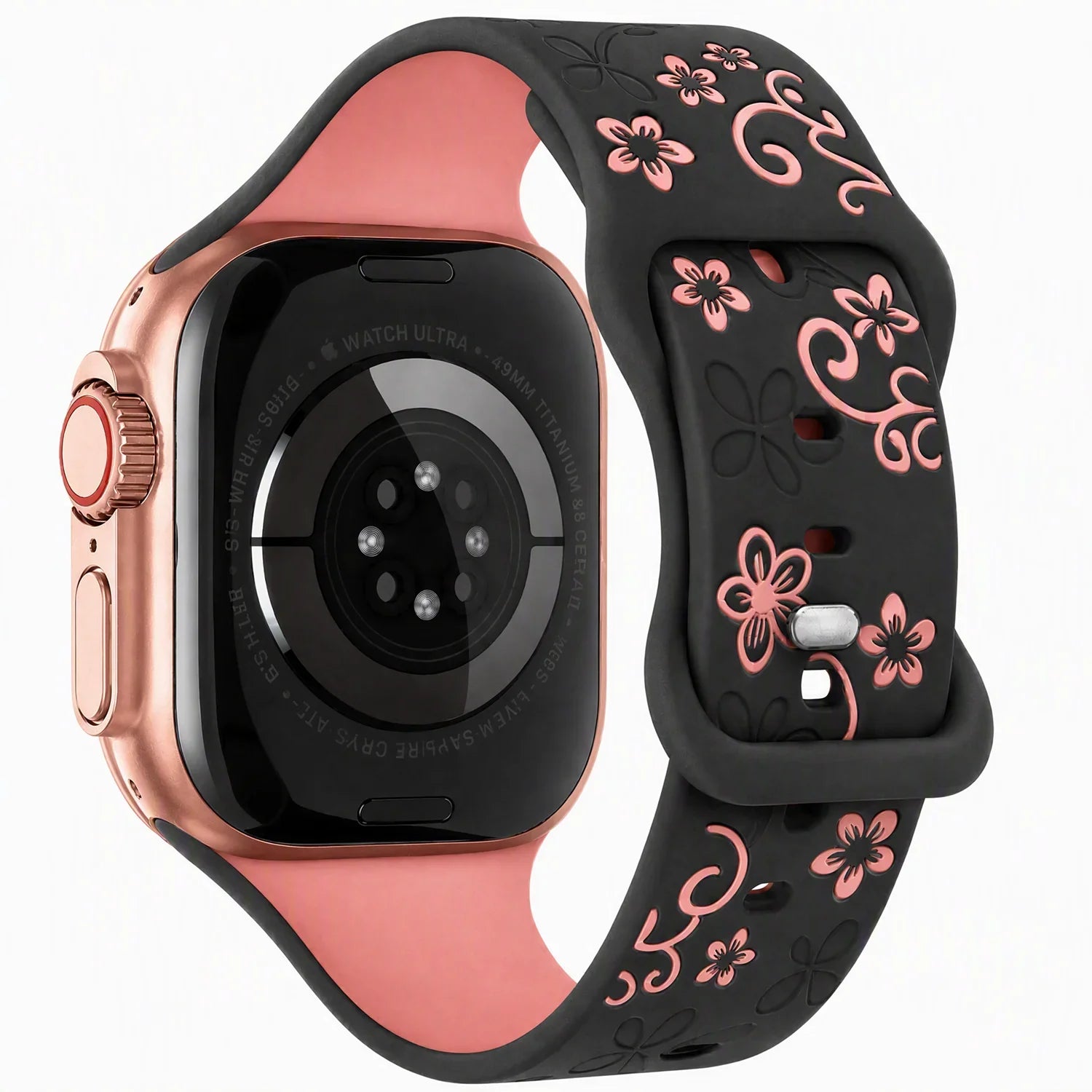 Apple Watch Livia Blumenprint Armband – Silikon – Schwarz