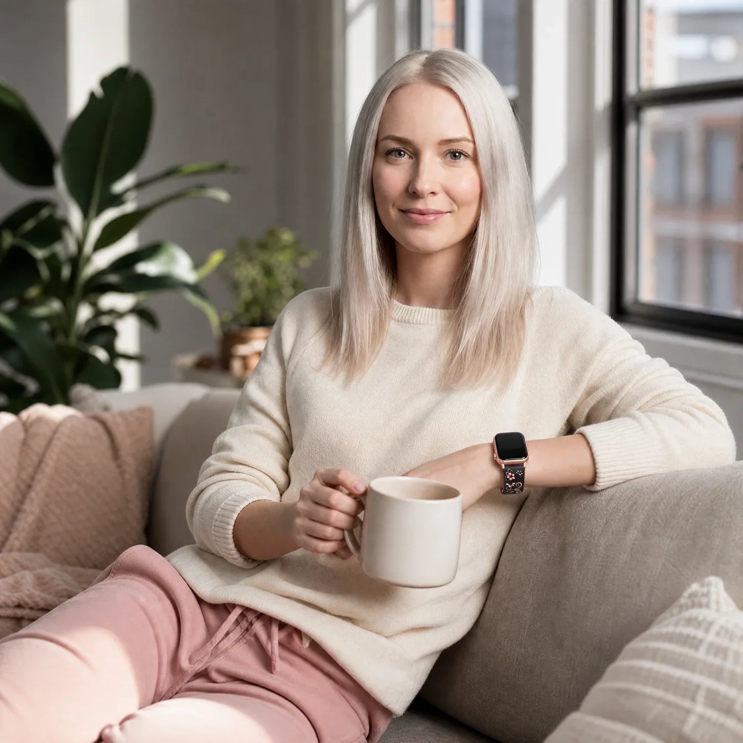 Apple Watch Livia Blumenprint Armband – Silikon – Schwarz